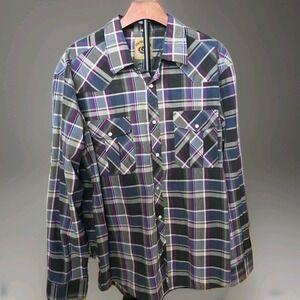 Coevals Club Shirt Mens Size XXL Cowboy Pearl Snap Western Plaid Long Sleeve